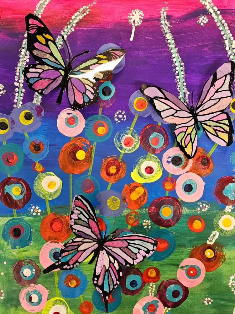 3D Butterfly + Flower Garden Painting, Acrylic + 3D paper butterflies, ages 5+, 2-hour session, Art by Ancourage Bishan & Woodlands