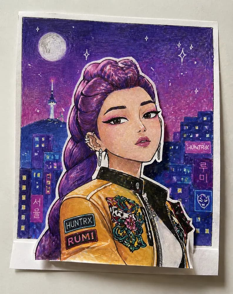 Kpop Demon Hunter Pop-Up Portrait, Mixed media on paper, layered pop-up, ages 8+, 5-hour day-camp version available, Art by Ancourage Bishan & Woodlands