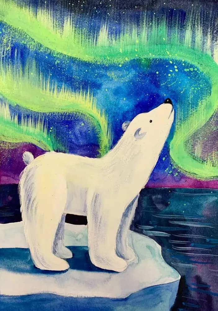 Polar Bear Mixed Media, Mixed media (paint + texture + paper), ages 5+, 2-hour session, Art by Ancourage Bishan & Woodlands