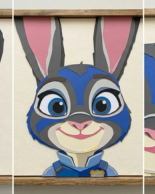 Zootopia Paper Collage, Cut paper, painted, layered collage, ages 6+, 5-hour day-camp version available, Art by Ancourage Bishan & Woodlands