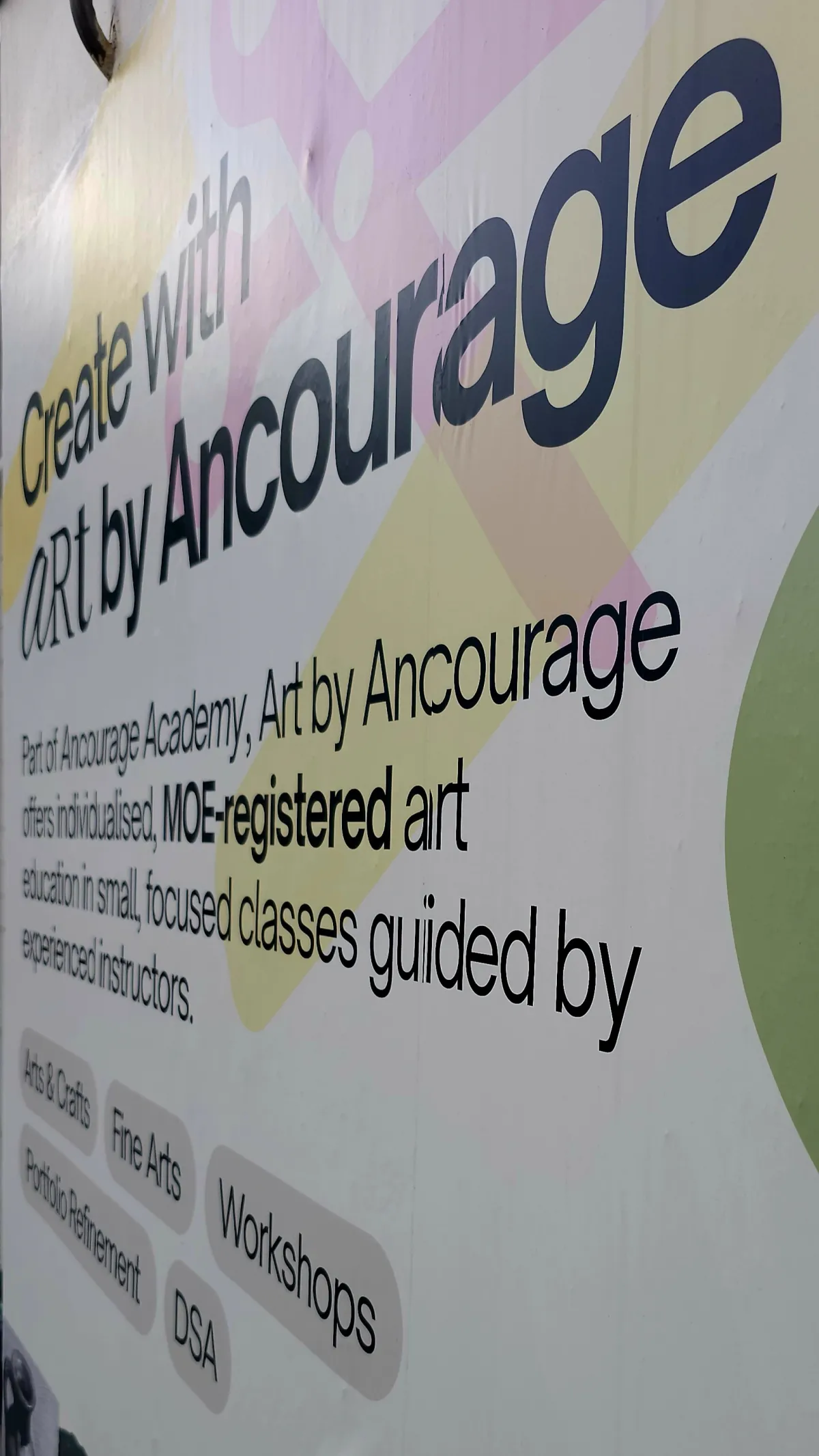 Art by Ancourage wall mural at the Bishan centre describing MOE-registered small-group art education.