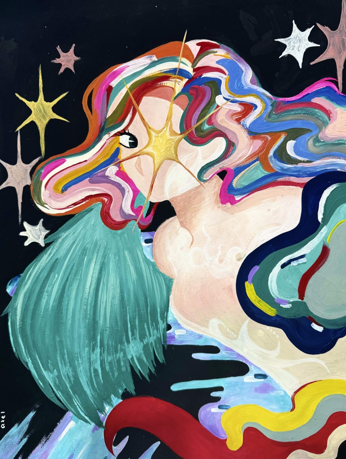 Watercolour landscape artwork from Bishan art class